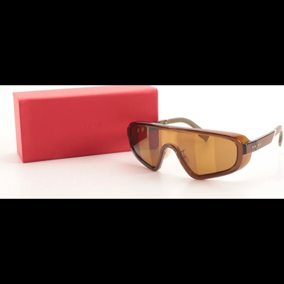 FENDI MIRRORED STRIPED SHIELD SUNGLASSES main image 7